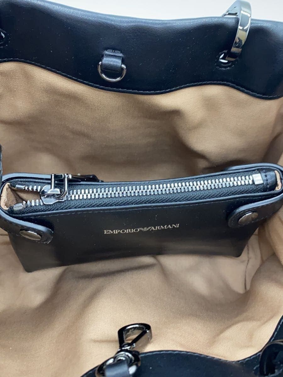 EMPORIO ARMANI My EA Braided Inner Pouch Handbag Leather BLK 6