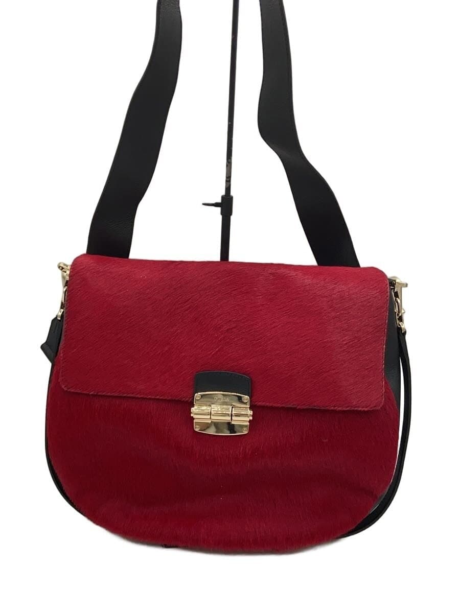 FURLA shoulder bag hair-on-hide RED