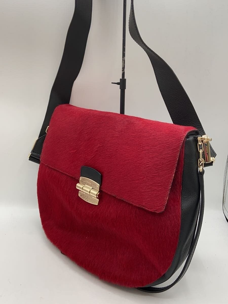 FURLA shoulder bag hair-on-hide RED 2