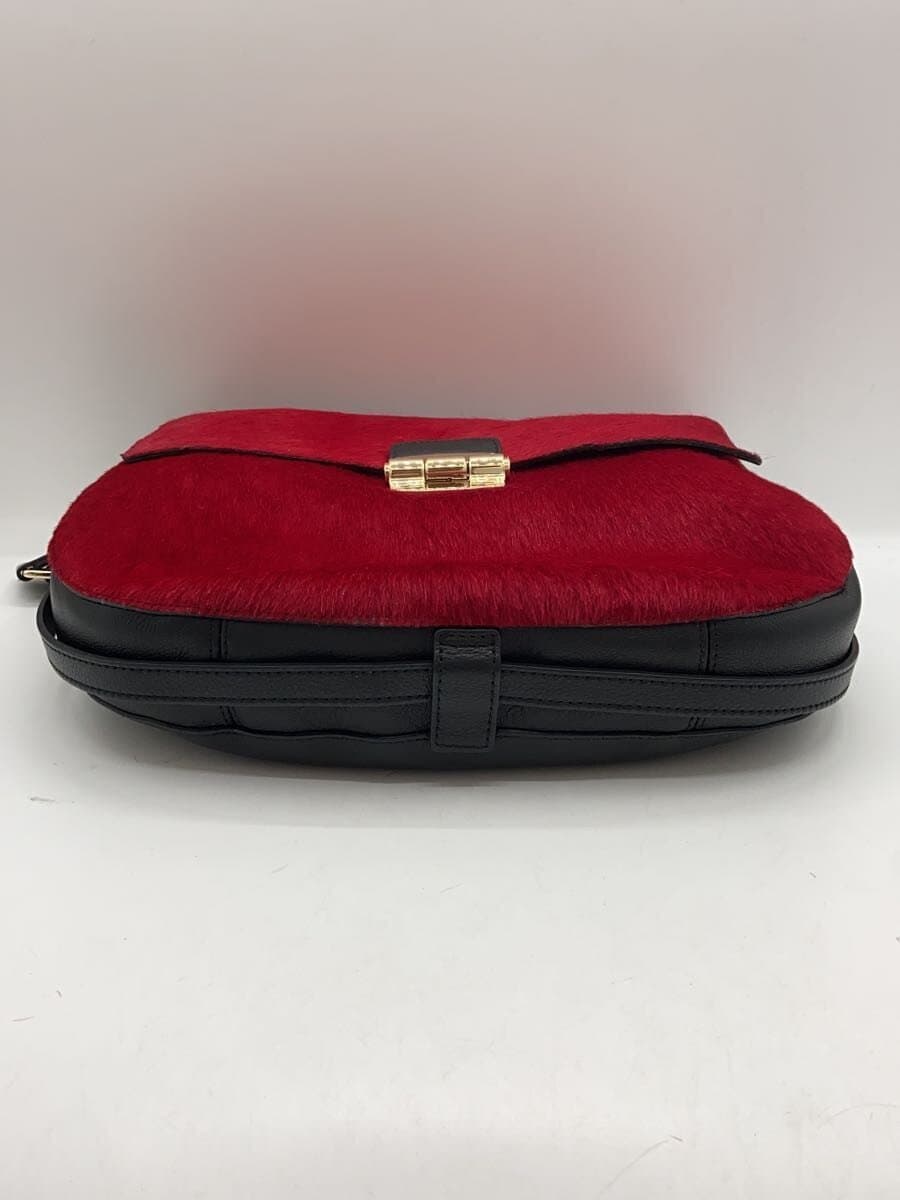 FURLA shoulder bag hair-on-hide RED 4