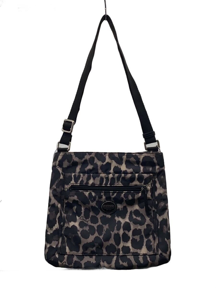 COACH Leopard Print Shoulder Bag Nylon BEG Animal Print e1376-f77429