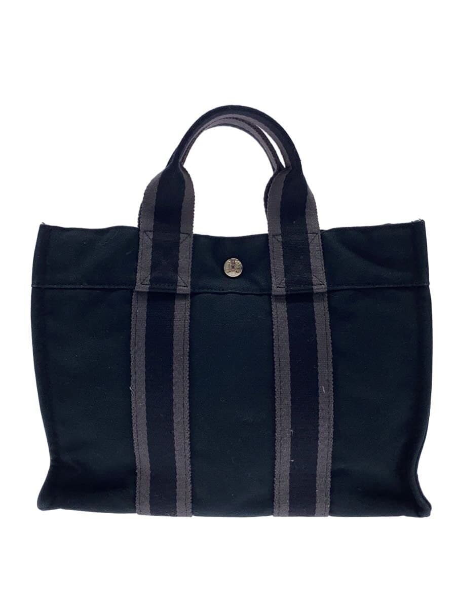 HERMES tote bag cotton BLK