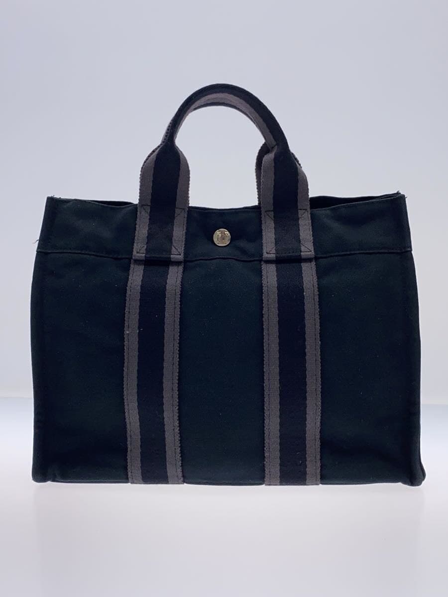 HERMES tote bag cotton BLK 3