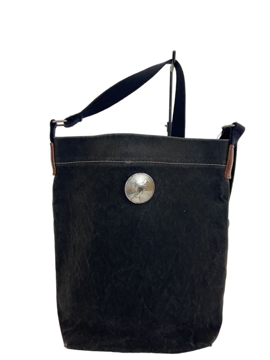 Hinomoto Canvas Shoulder Bag Canvas Black Solid Color