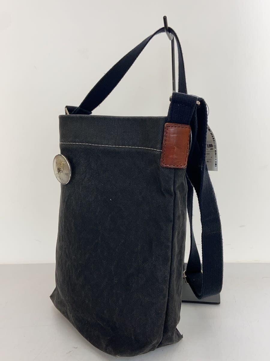 Hinomoto Canvas Shoulder Bag Canvas Black Solid Color 2