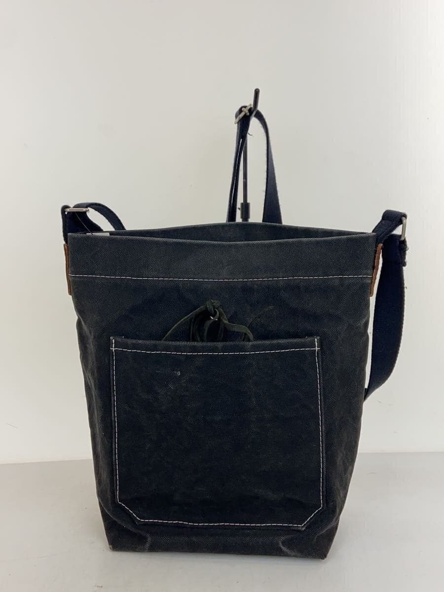 Hinomoto Canvas Shoulder Bag Canvas Black Solid Color 3