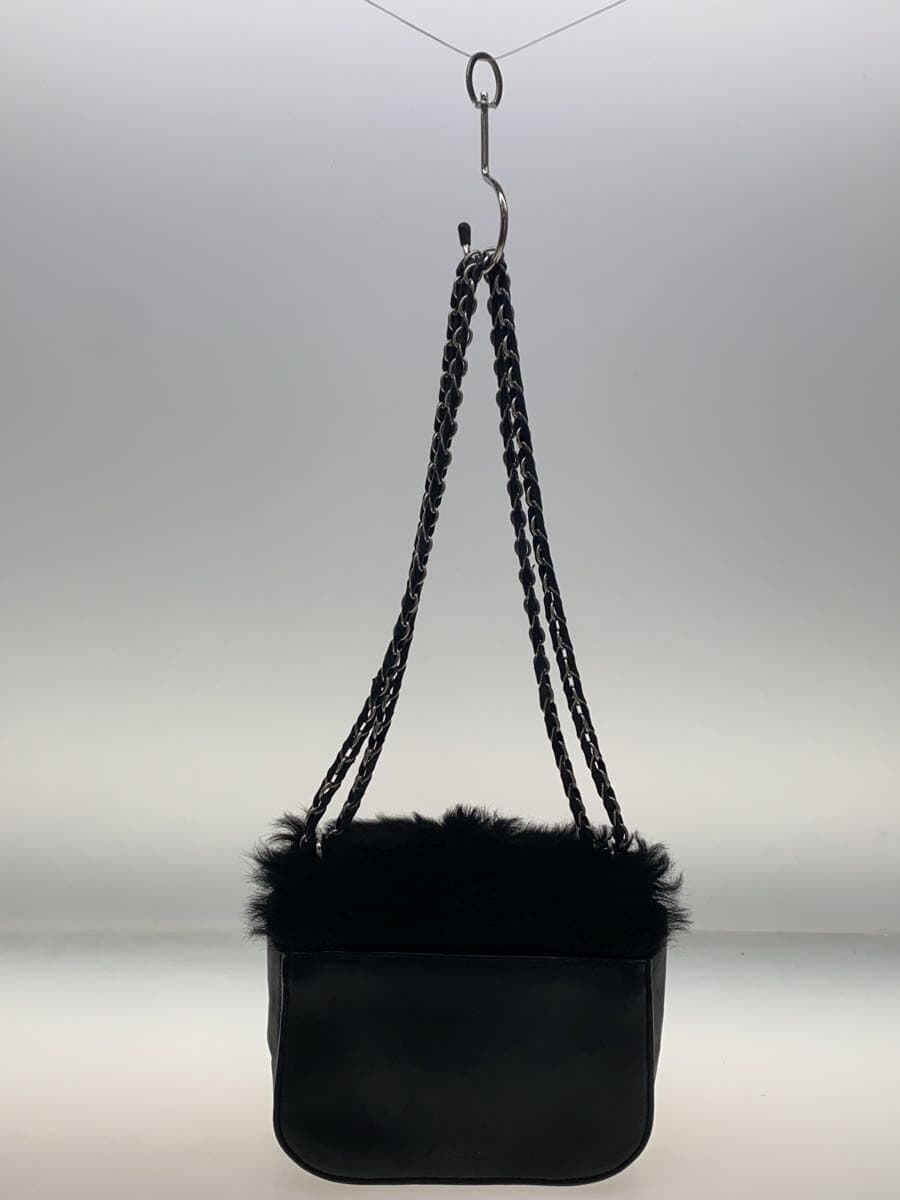 POLO RALPH LAUREN90s 00s Fur Shoulder Bag Made in Italy Leather BLK 3