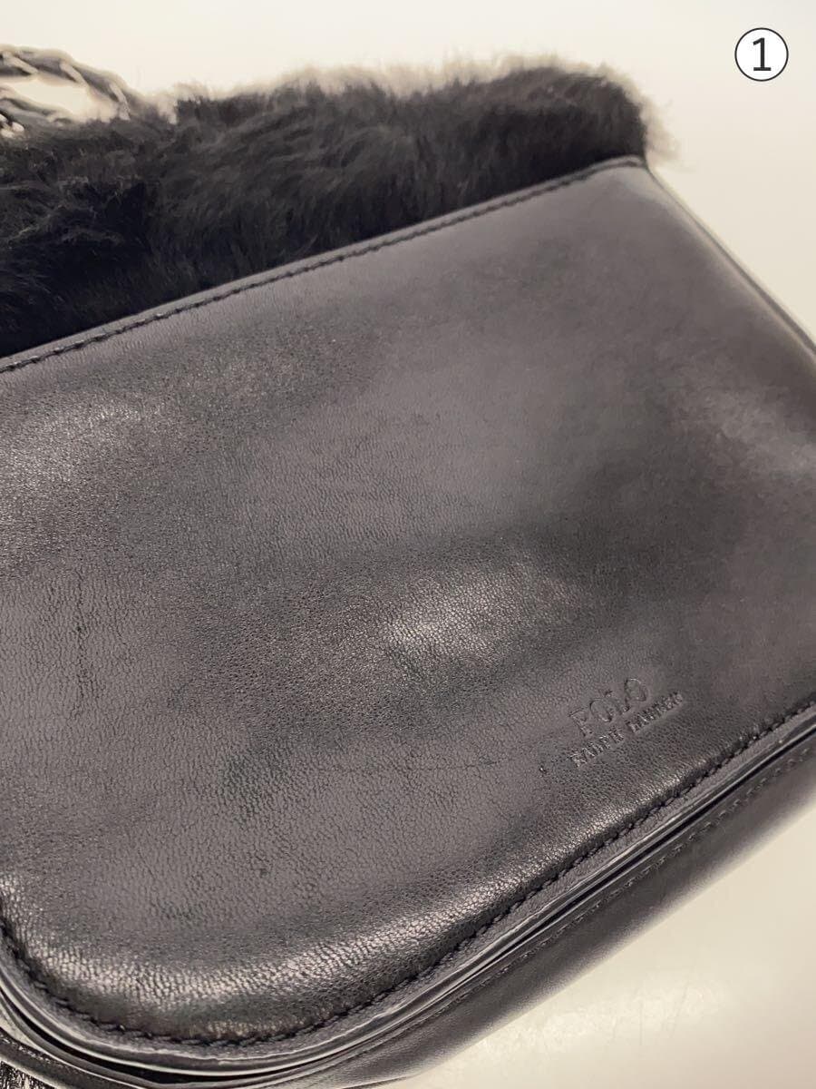 POLO RALPH LAUREN90s 00s Fur Shoulder Bag Made in Italy Leather BLK 7