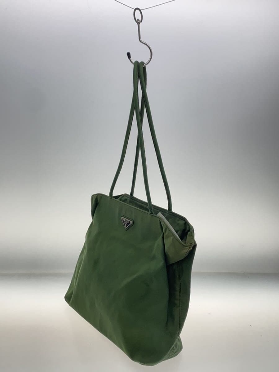 PRADA Triangle Logo Triangle Logo With Wear Tote Bag Nylon GRN 2