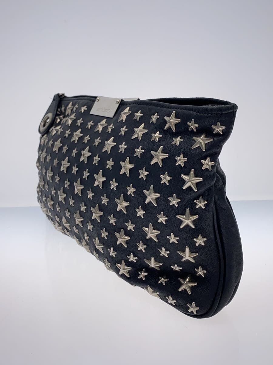 JIMMY CHOO Star Studs Clutch Bag Leather BLK 2