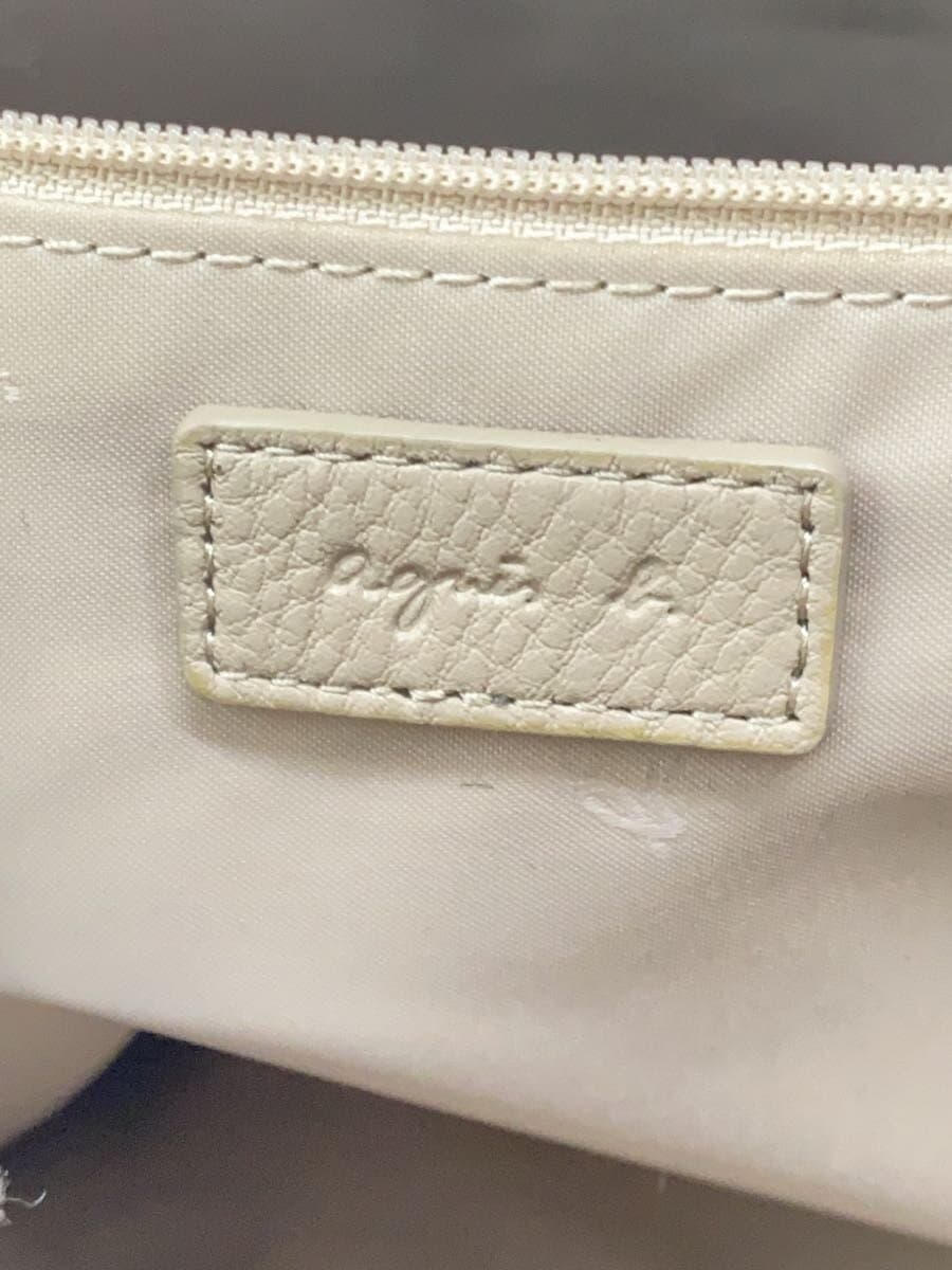 agnes b. Tote Bag Leather BEG 5