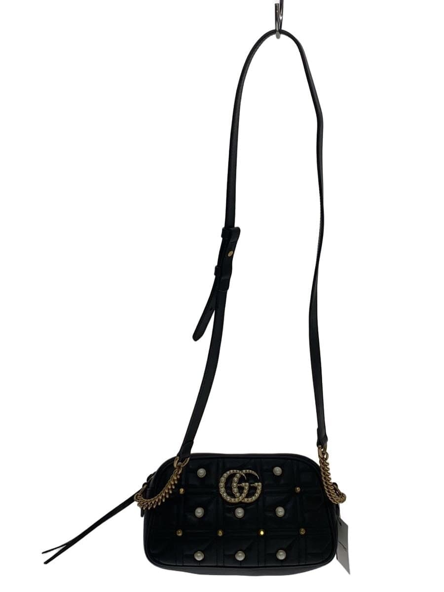 GUCCI Chain Shoulder Bag GG Marmont Quilted Leather BLK 447632 DRWYT 1091