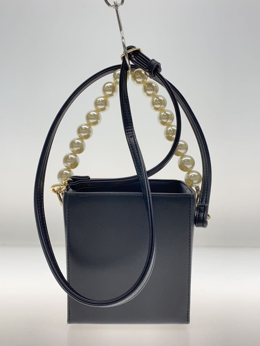 MARY QUANT Shoulder Bag Leather Black Floral Pattern 3