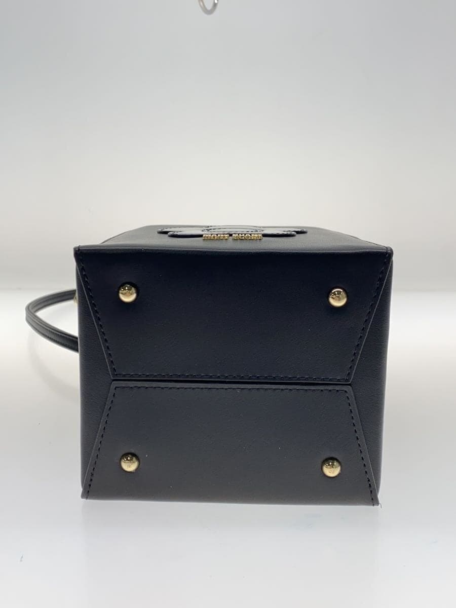 MARY QUANT Shoulder Bag Leather Black Floral Pattern 4