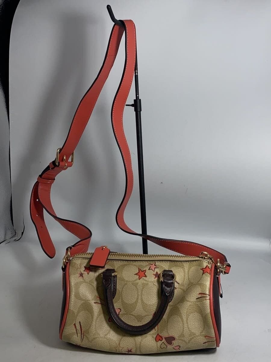 COACH shoulder bag leather BEG all-over pattern ck562 3