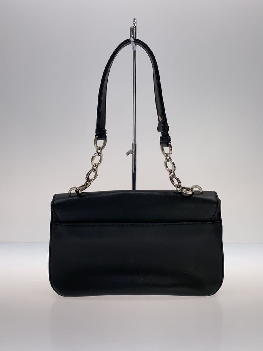 Salvatore Ferragamo Gancini Chain Shoulder Handbag Leather BLK 3