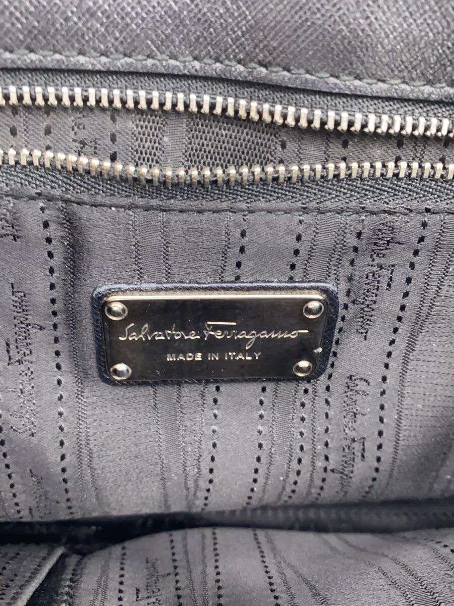 Salvatore Ferragamo Gancini Chain Shoulder Handbag Leather BLK 5