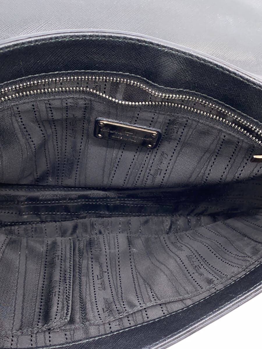 Salvatore Ferragamo Gancini Chain Shoulder Handbag Leather BLK 6