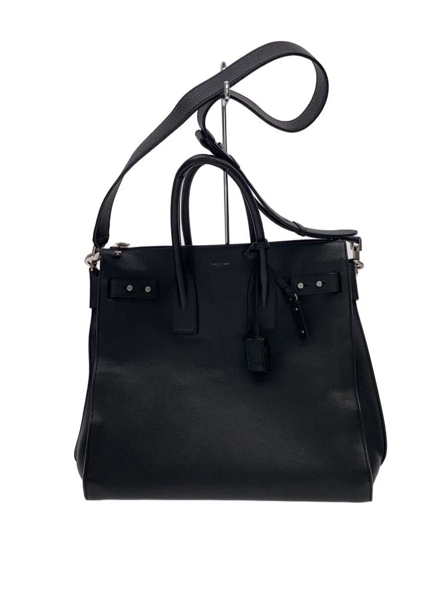 SAINT LAURENT Shoulder Bag Leather BLK Solid 480583