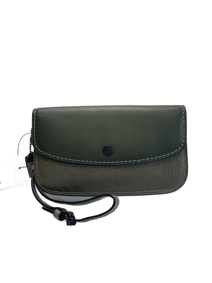 COACH Clutch Bag_All Leather Leather KHK Solid
