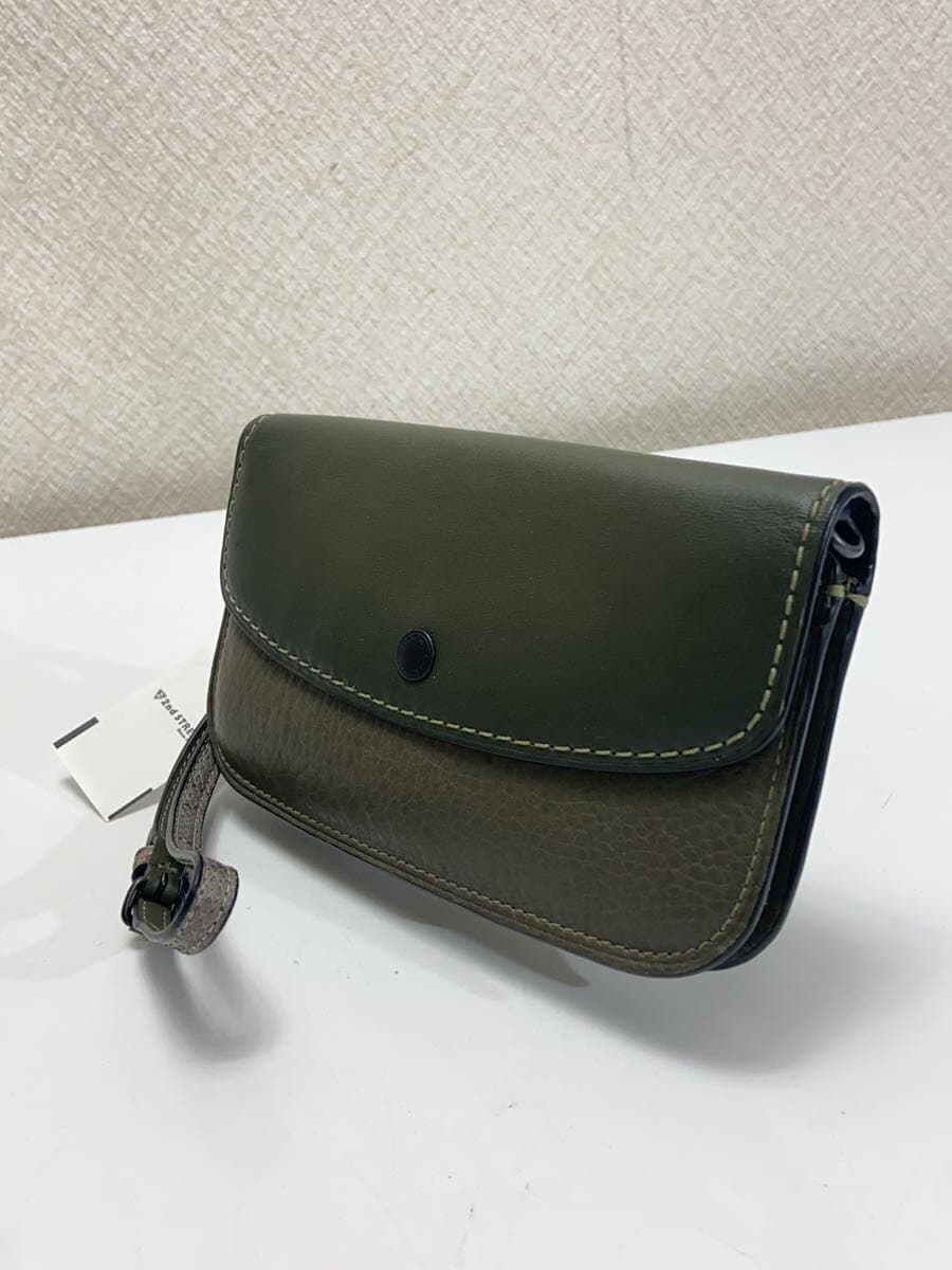 COACH Clutch Bag_All Leather Leather KHK Solid 2