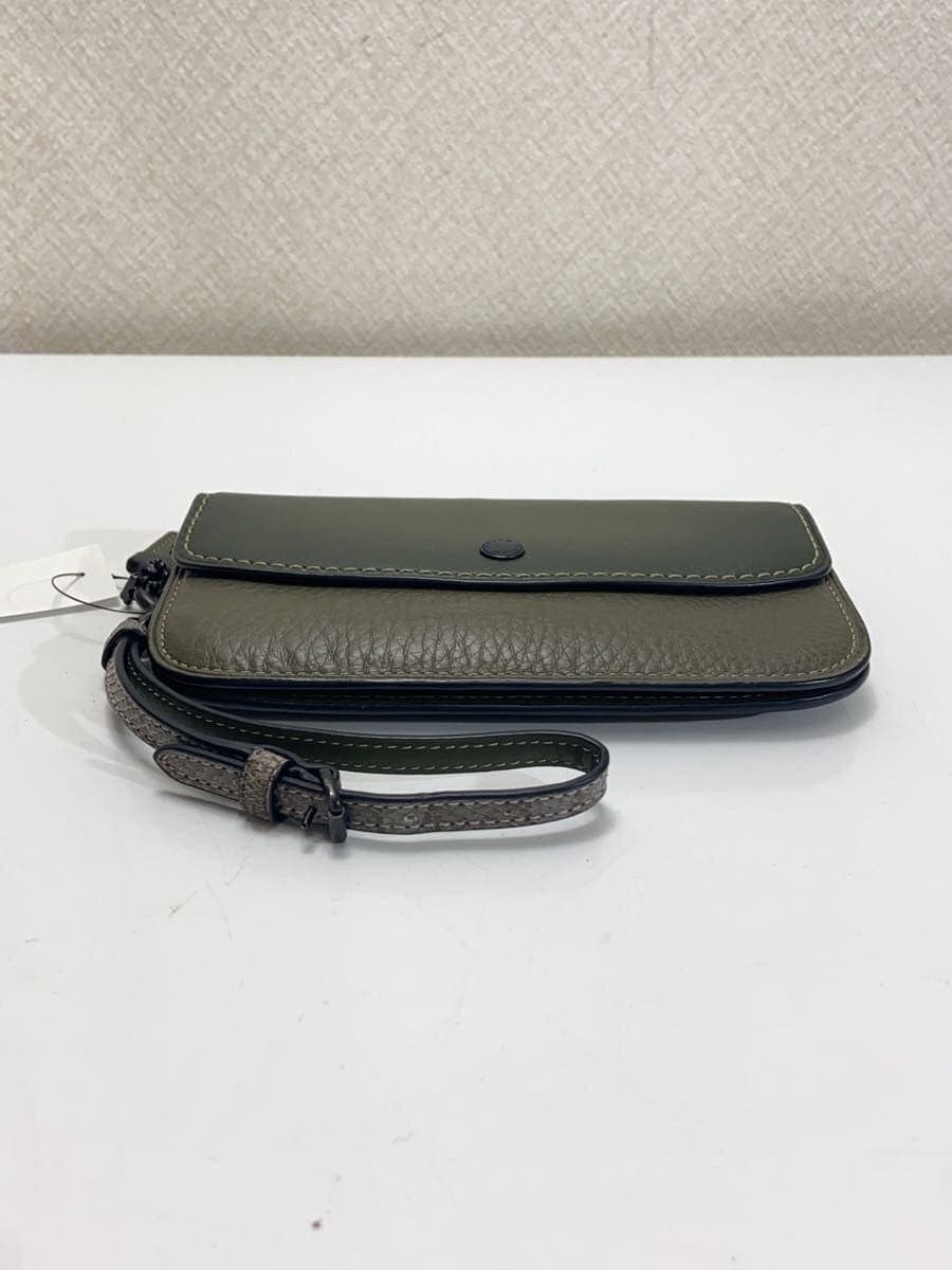 COACH Clutch Bag_All Leather Leather KHK Solid 4