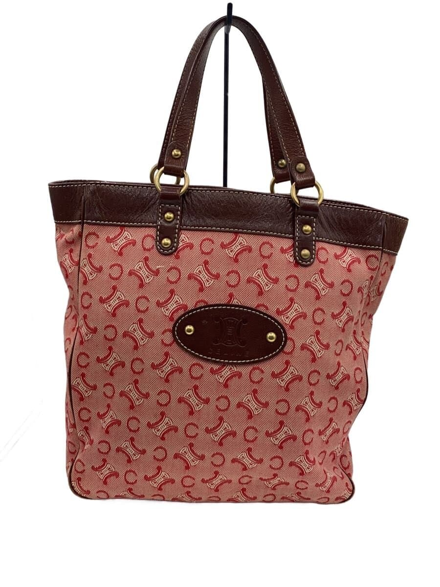 CELINE tote bag canvas RED all-over pattern