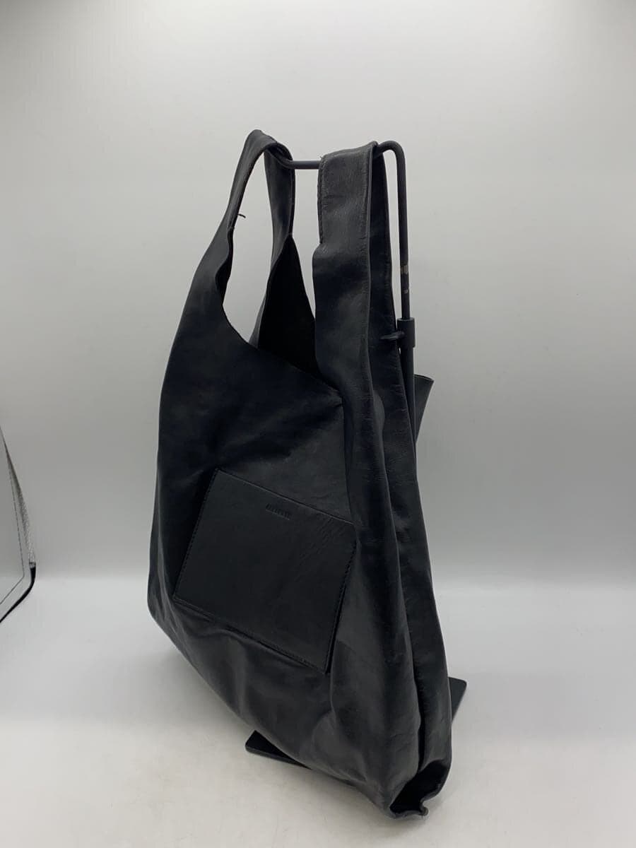 JIL SANDER Tote Bag Leather Black Solid Color 2