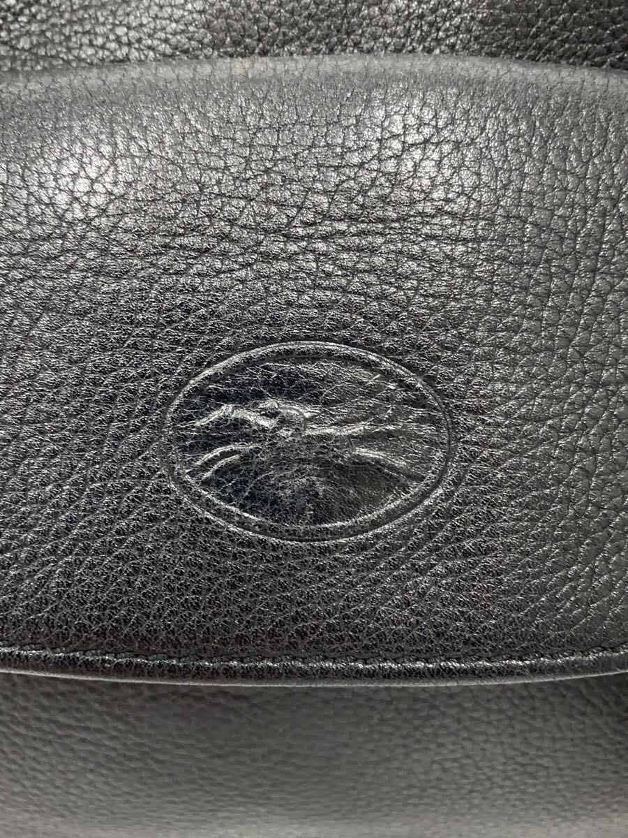 LONGCHAMP Shoulder Bag Leather BLK 5