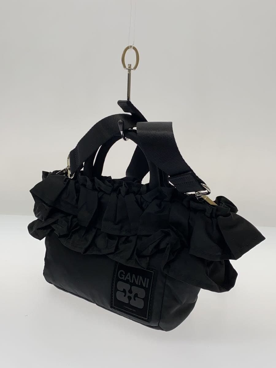 GANNI26SS Mini Shopper Ruffle Shoulder Bag -- BLK Solid Color 2