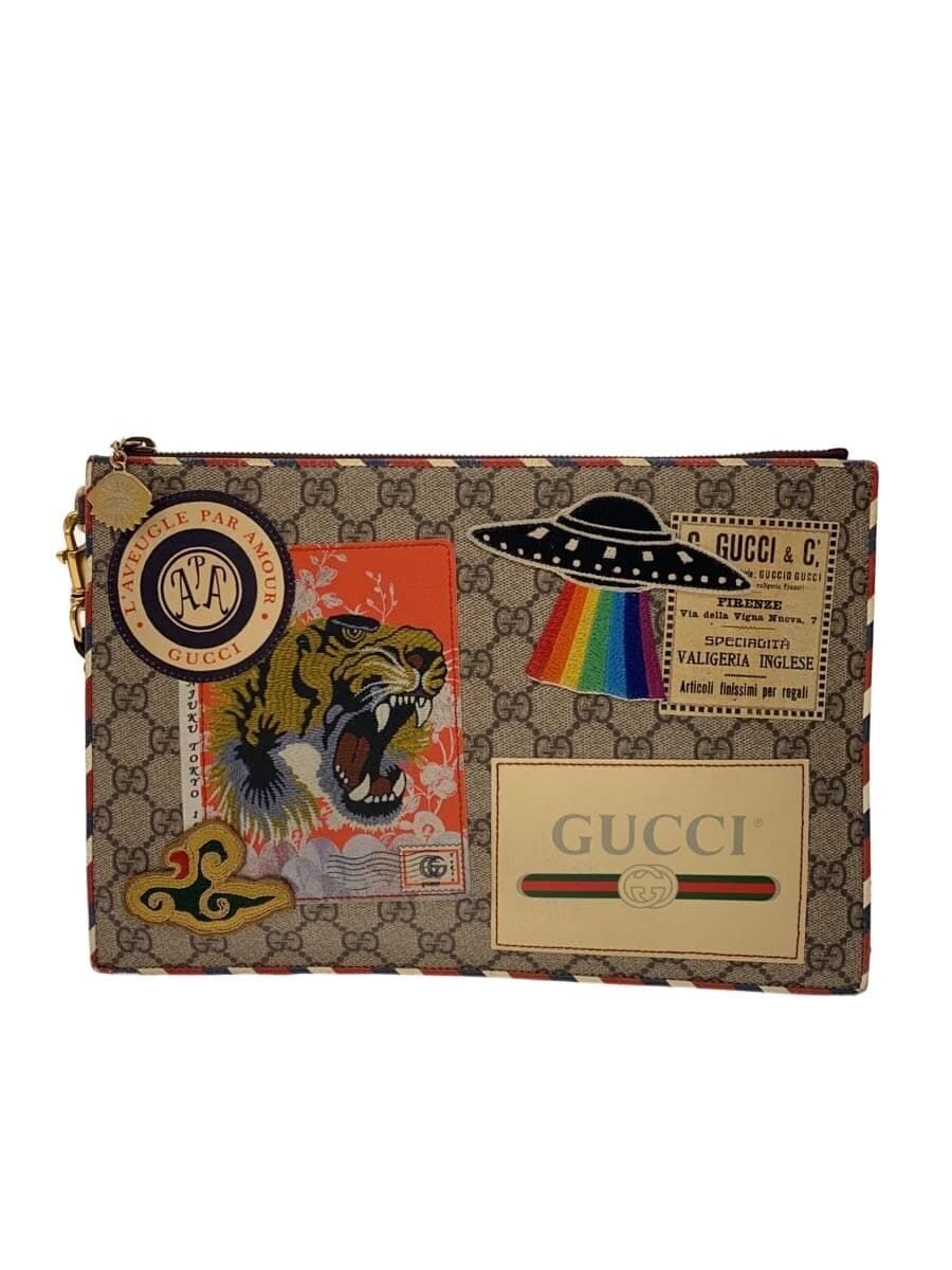 GUCCI Clutch Bag_GG Supreme_Courier PVC BRW All-over pattern 473915 K9GQT 8899