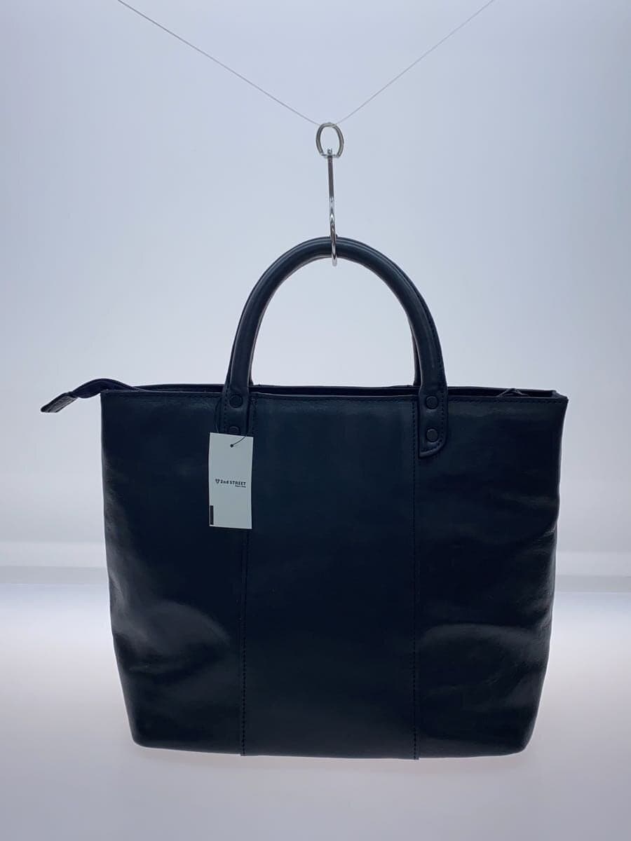 Mustache HIGE BAG Tote Bag Leather BLK Solid 3