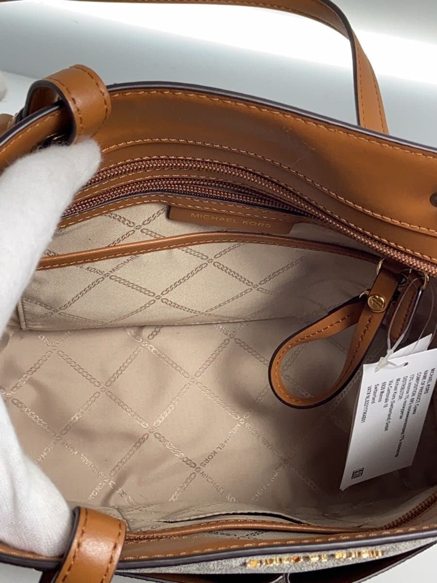 MICHAEL KORS Tote Bag Leather WHT All-over Pattern AV-1905 6