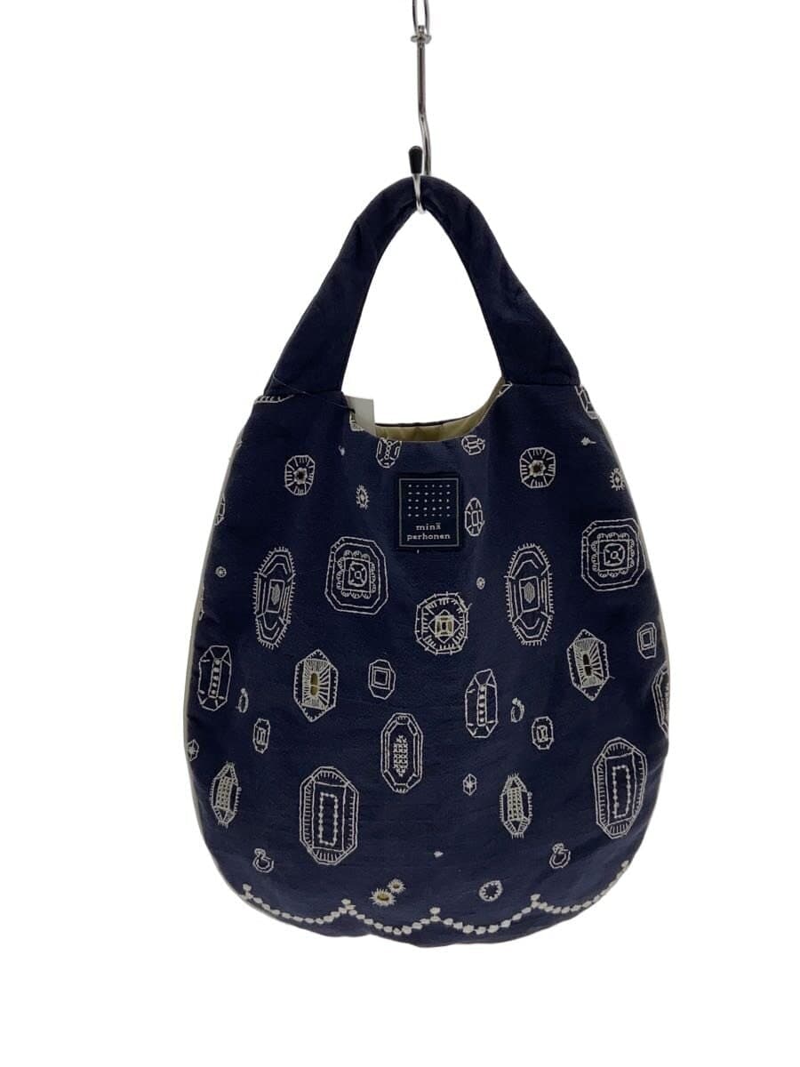 mina perhonen Handbag Cotton Navy xs9450