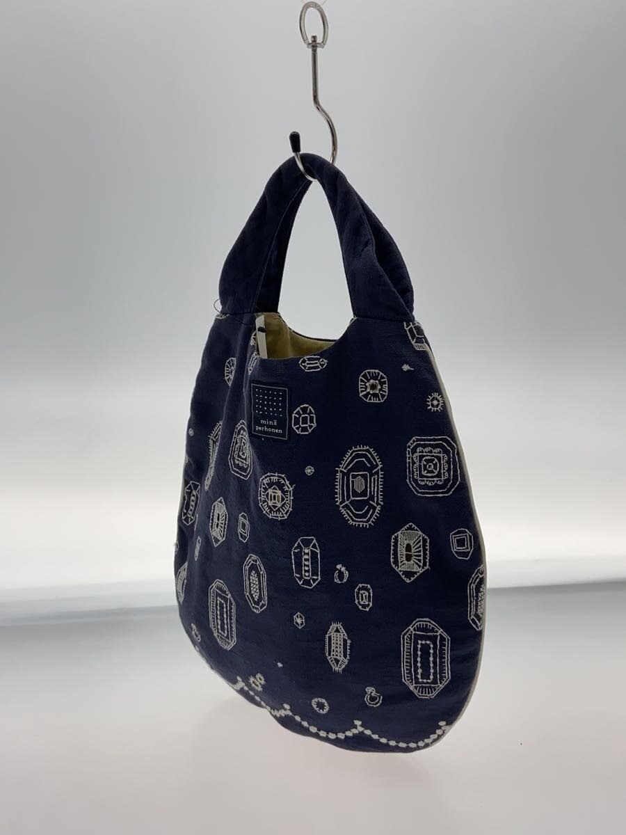 mina perhonen Handbag Cotton Navy xs9450 2