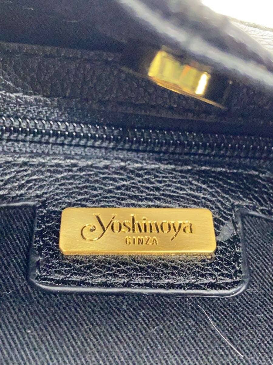 Yoshinoya GINZA Handbag Leather BLK 5