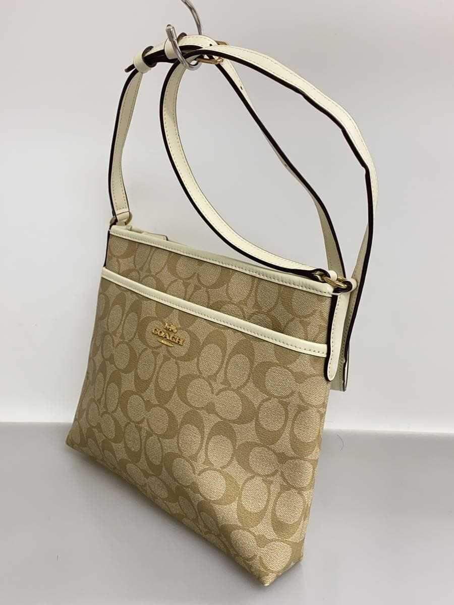 COACH Shoulder Bag Signature White Leather PVC BEG Allover Pattern F29210 2