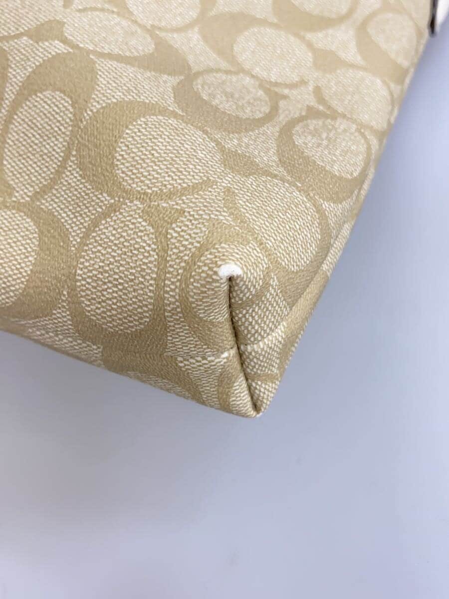 COACH Shoulder Bag Signature White Leather PVC BEG Allover Pattern F29210 7