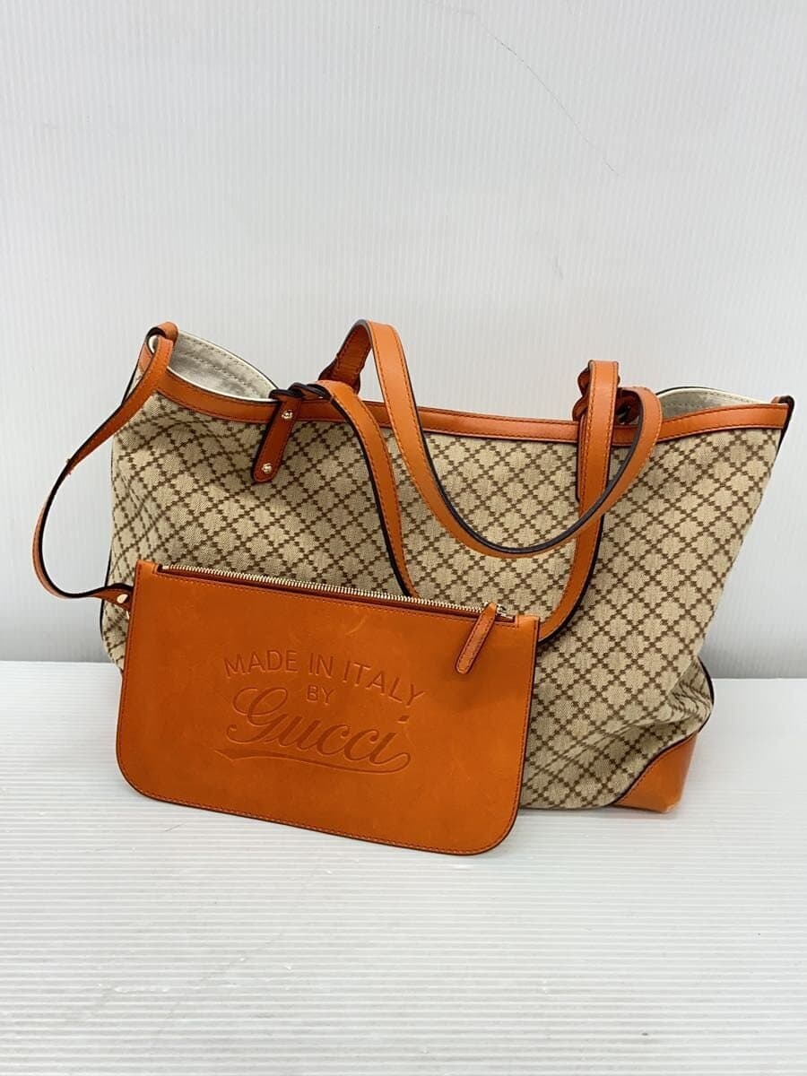 GUCCI Tote Bag_Diamante Canvas BEG 5