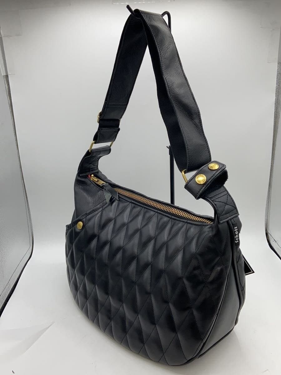 Schott Shoulder Bag Leather BLK Solid 3109022 2