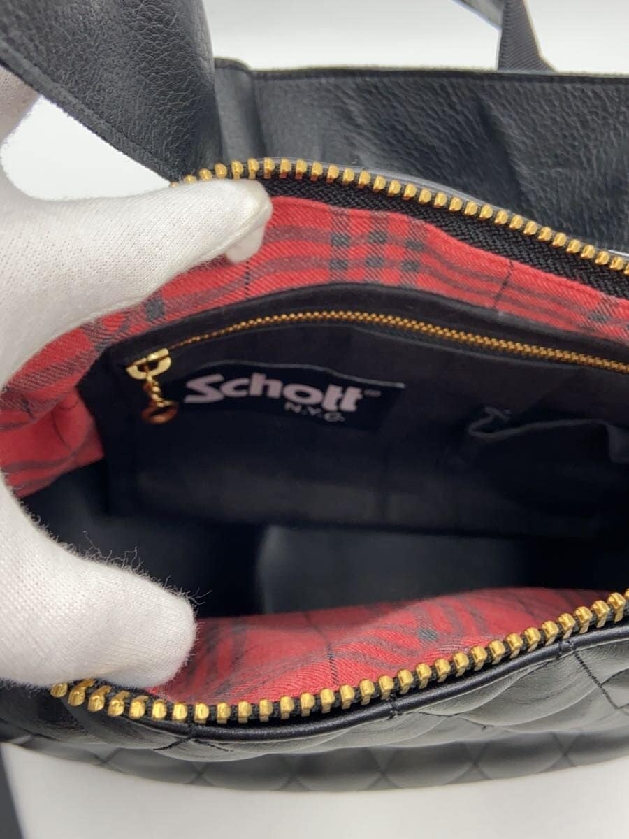 Schott Shoulder Bag Leather BLK Solid 3109022 6