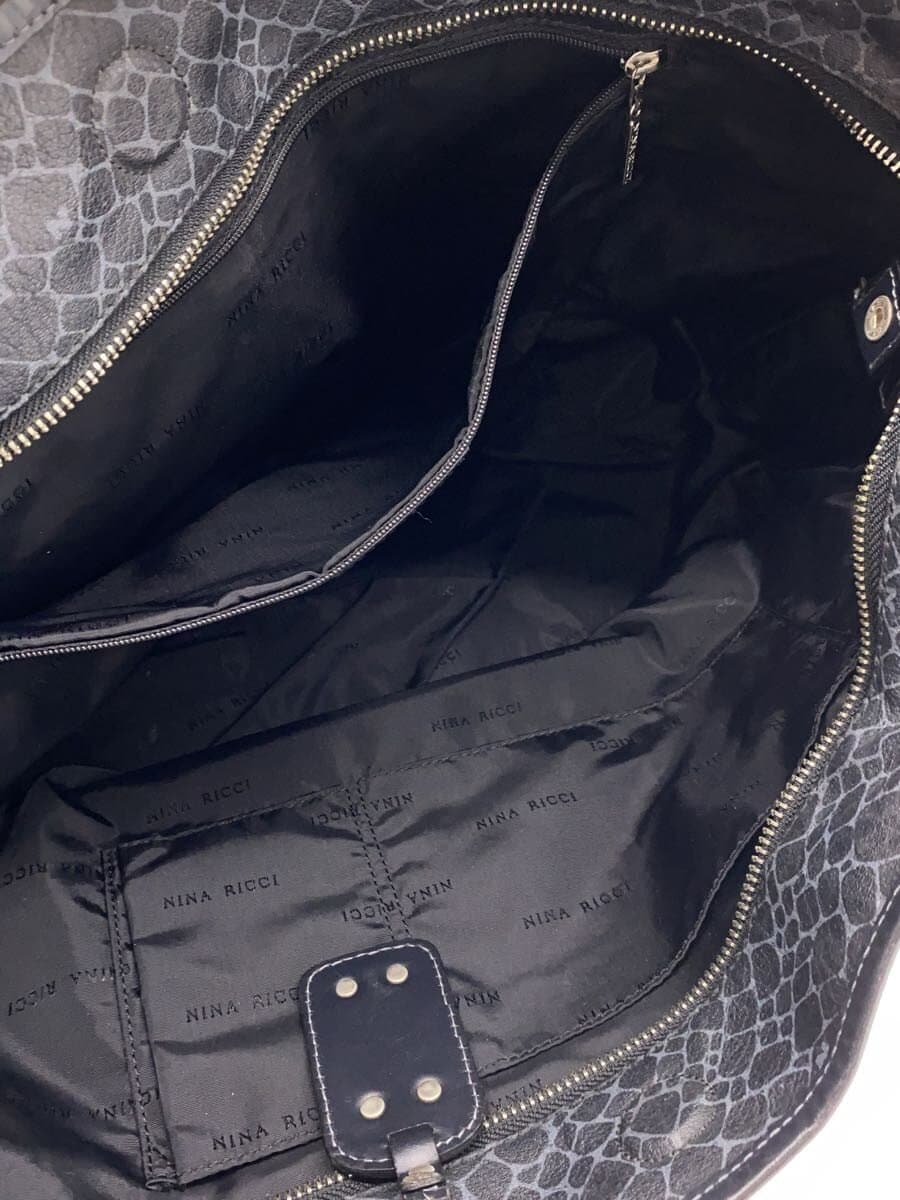 NINA RICCI Tote Bag Leather BLK All Over Pattern 6