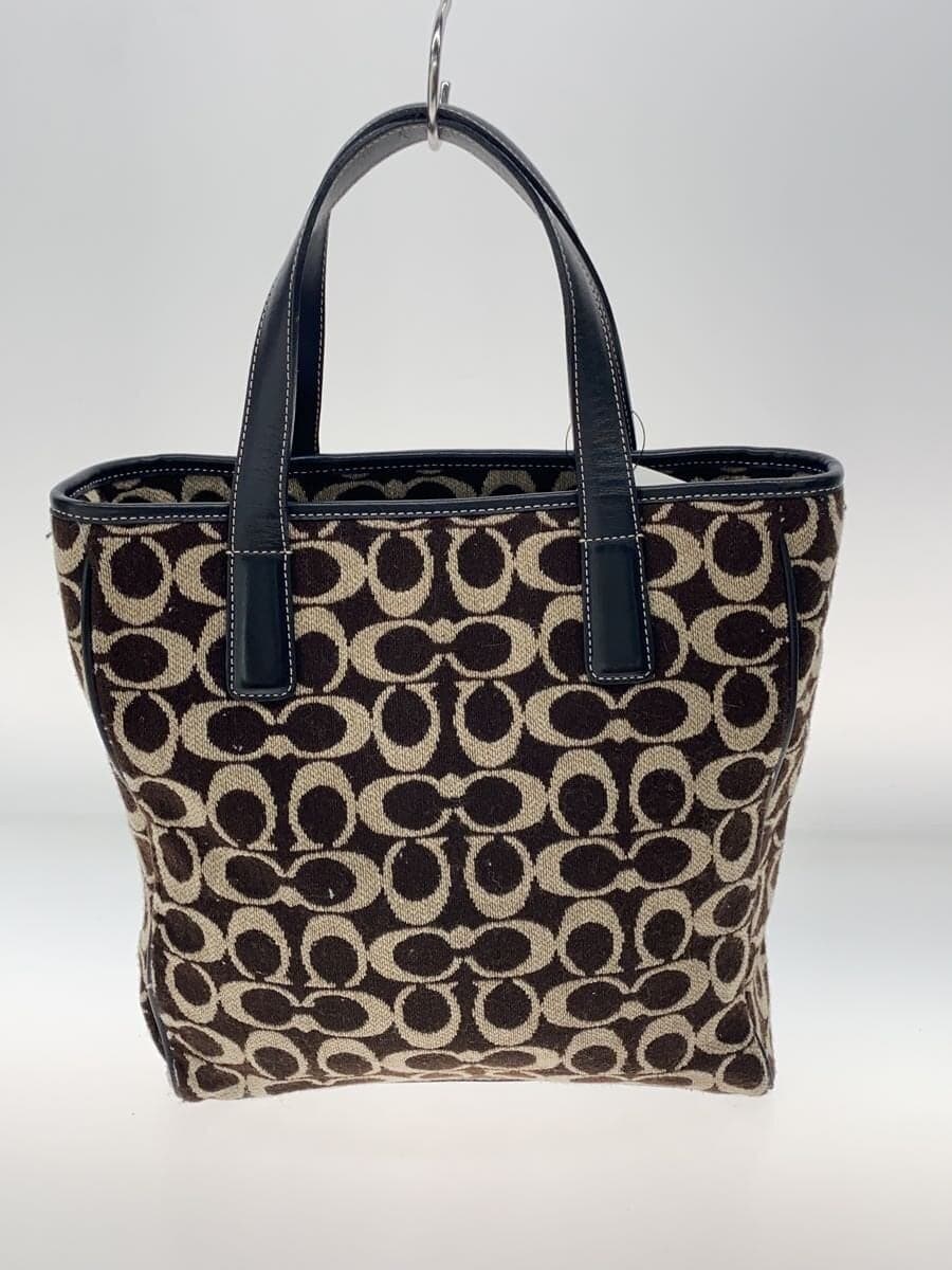 COACH Tote Bag_Signature Wool BRW All Over Pattern 3