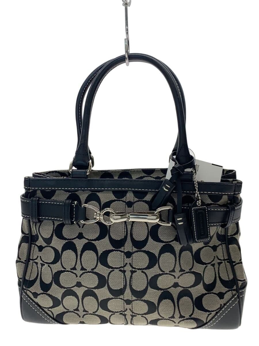 COACH Medium Carryall Signature Black Leather Canvas BLK 8K06