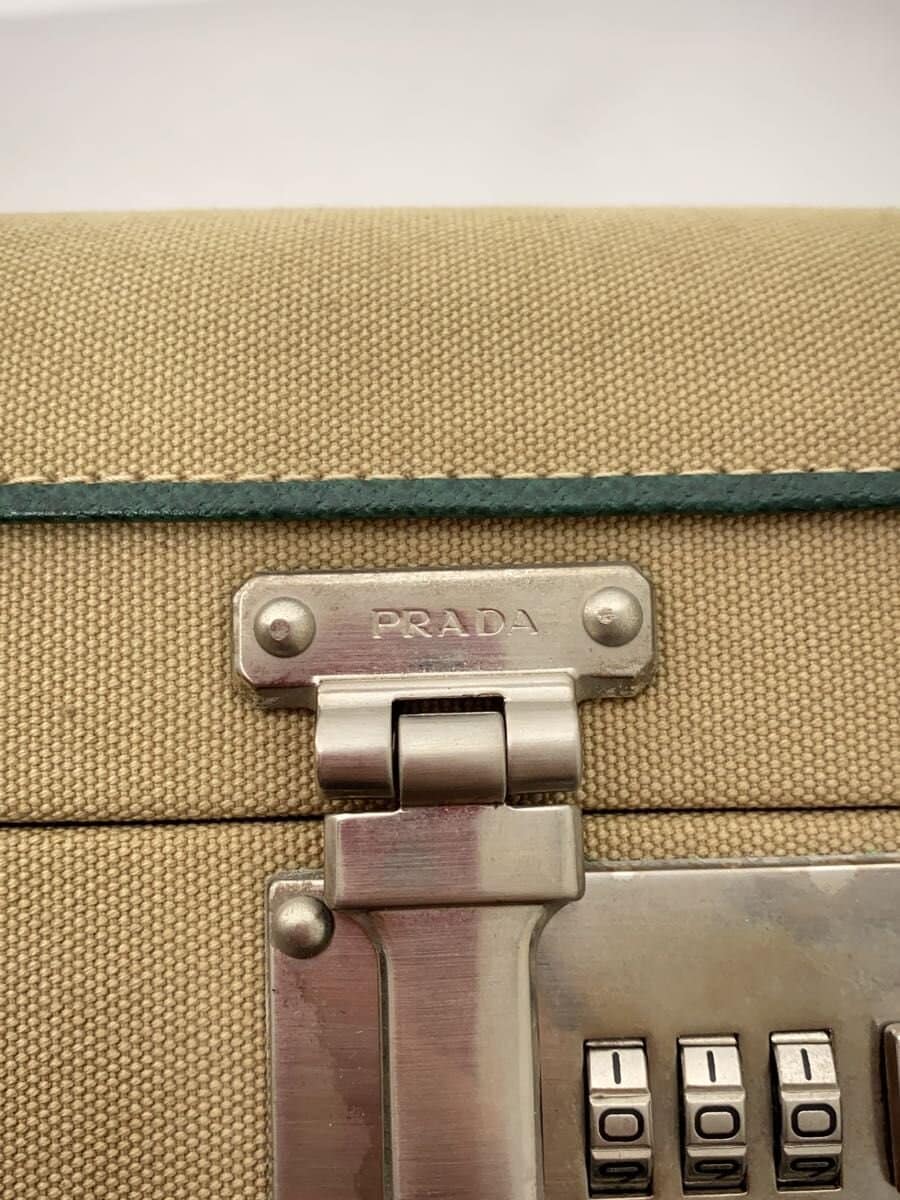 PRADA Attache Case Canvas BEG Plain 5