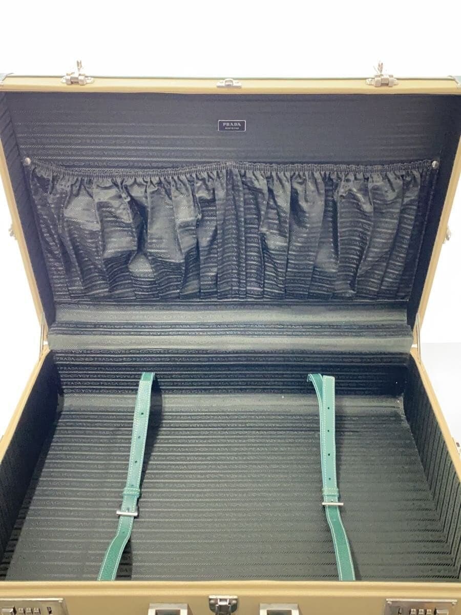 PRADA Attache Case Canvas BEG Plain 6