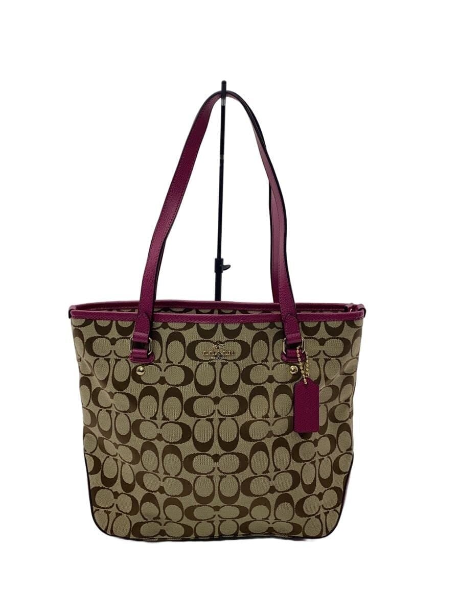 COACH tote bag canvas BEG all-over pattern