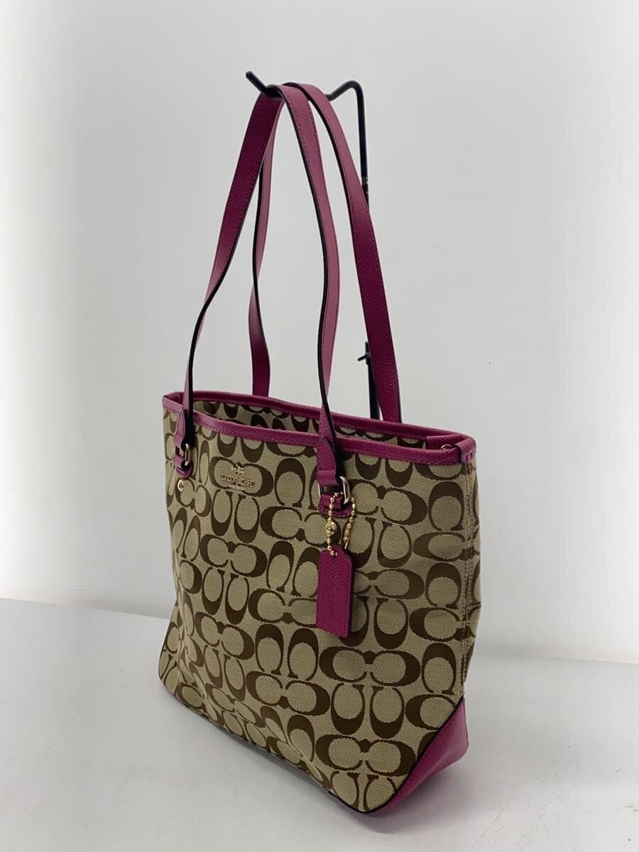 COACH tote bag canvas BEG all-over pattern 2