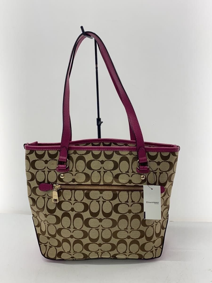 COACH tote bag canvas BEG all-over pattern 3
