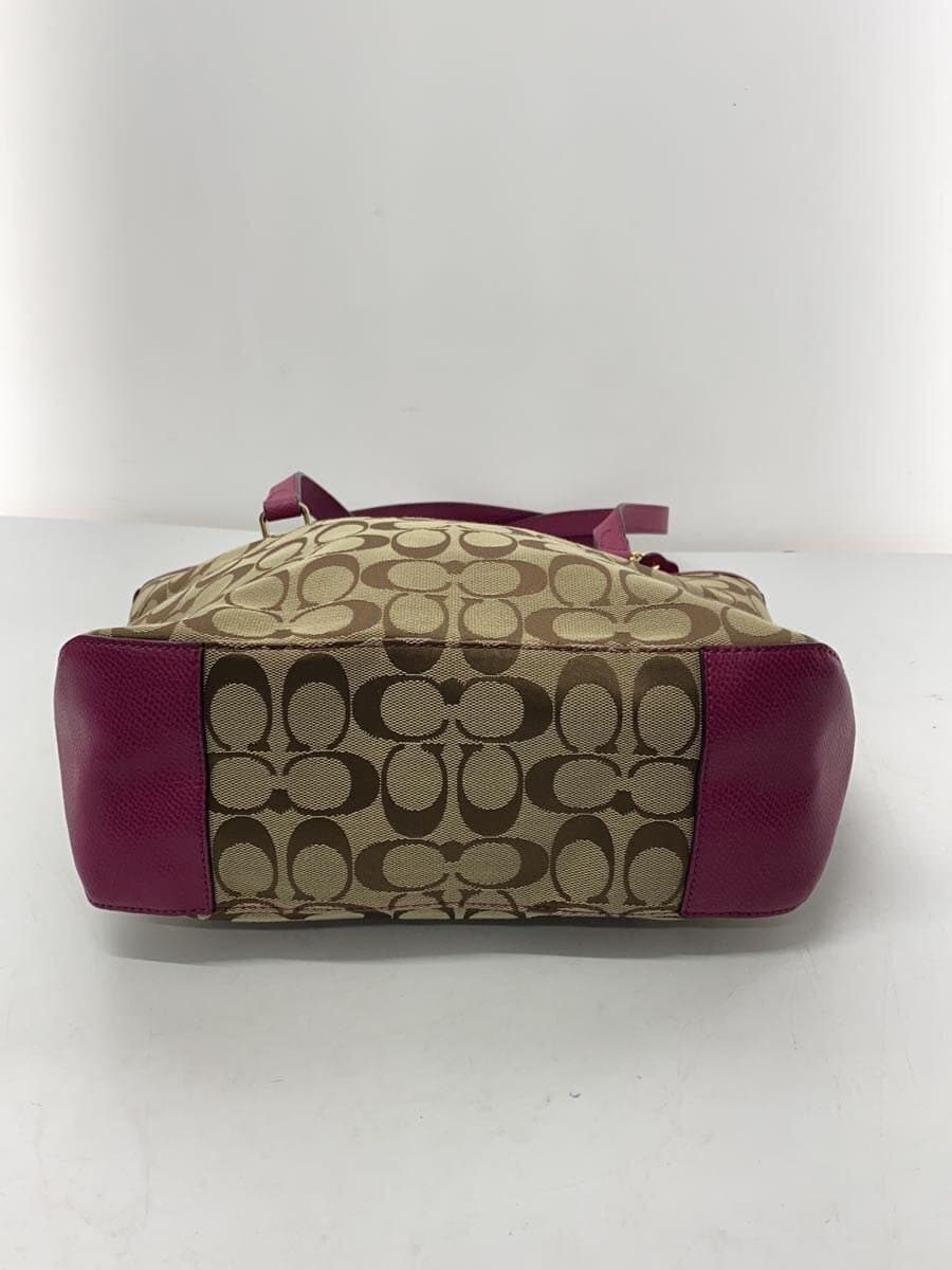 COACH tote bag canvas BEG all-over pattern 4